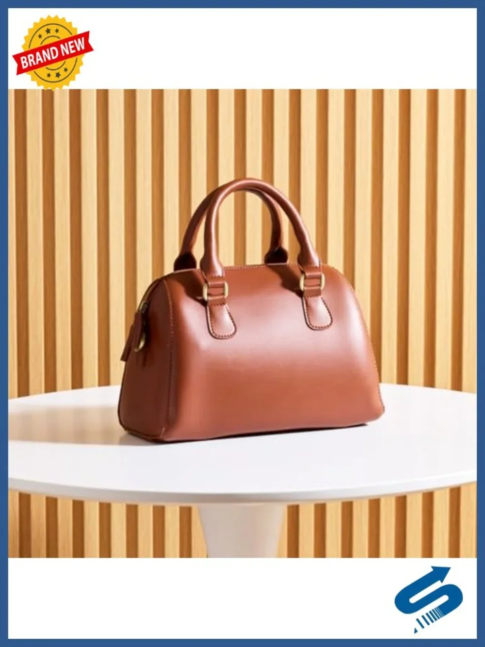 Vegan Leather Boston Bag Vintage Satchel Shoulder Handbag